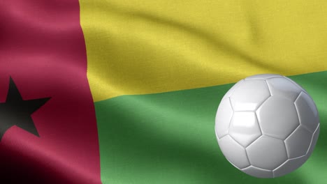 flag of guinea bissau and soccer ball - guinea bissau flag high detail - national flag guinea bissau wave pattern loopable elements - fabric texture and endless loop - soccer ball and flag