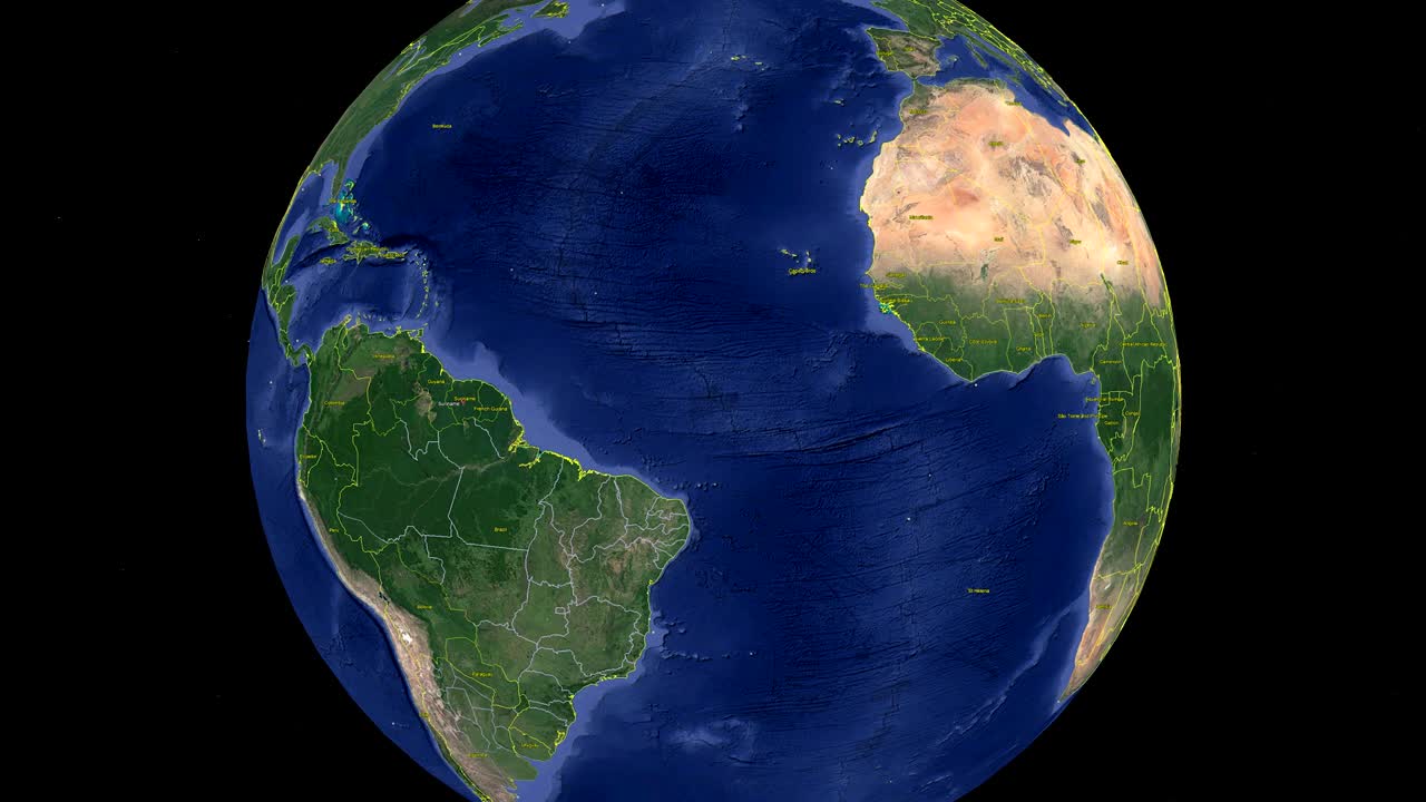 suriname con bandera. tierra 3d en el espacio - zoom en suriname exterior