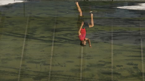 reflexion of a man exercising outdoors