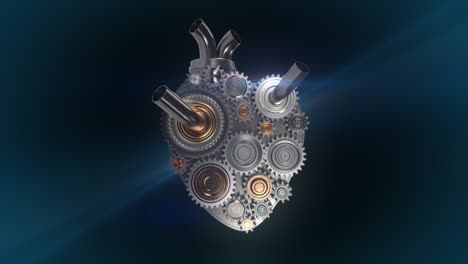 machine heart concept, mechanical parts, steel cogwheel gear rotating, endurance