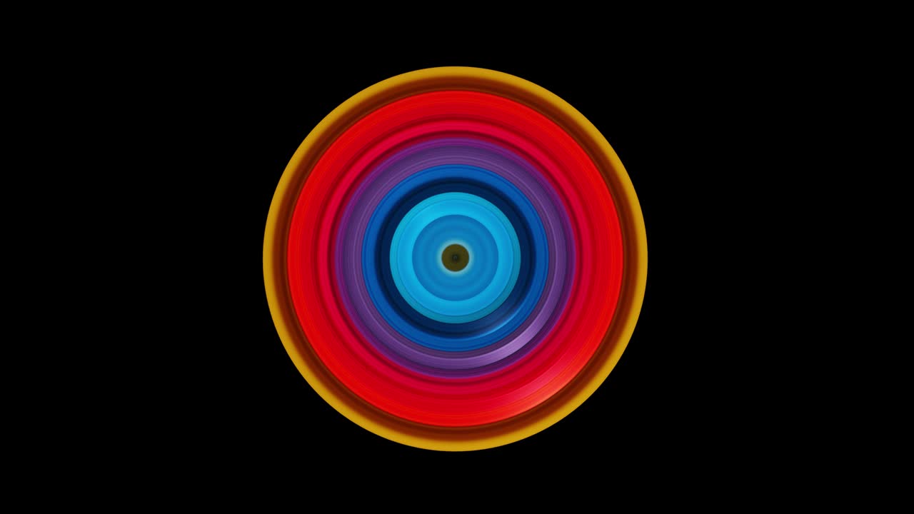 animación 3d de formas abstractas. el color es gradual. toma frontal. un círculo que sigue expandiéndose hacia afuera. un fondo de imaginación y creatividad.