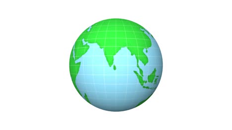 animación de bucle de la tierra. animación de dibujos animados del mundo girando con línea de cuadrícula. incluye canal alfa. animación del mundo está en bucle. globo verde sobre fondo blanco.4k video