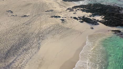 Tropical-Gulf-coast-Oman-turquoise-beach-waters-aerial