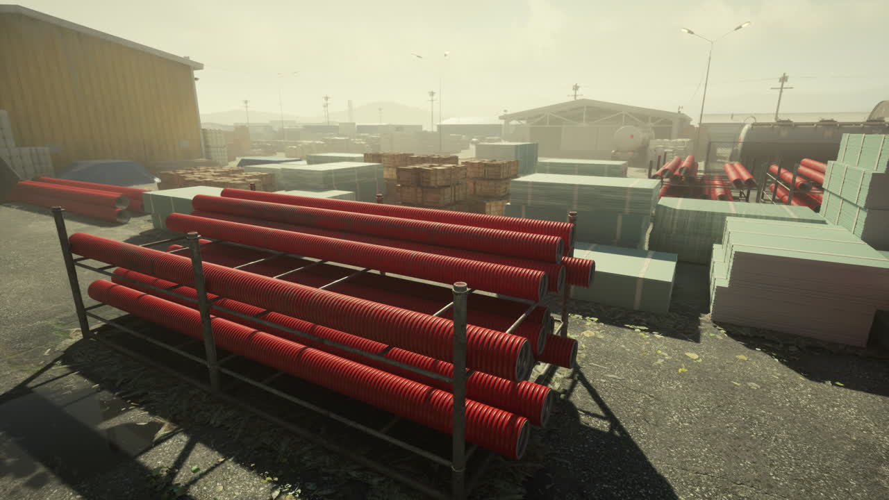 sitio de construcción con materiales de construcción