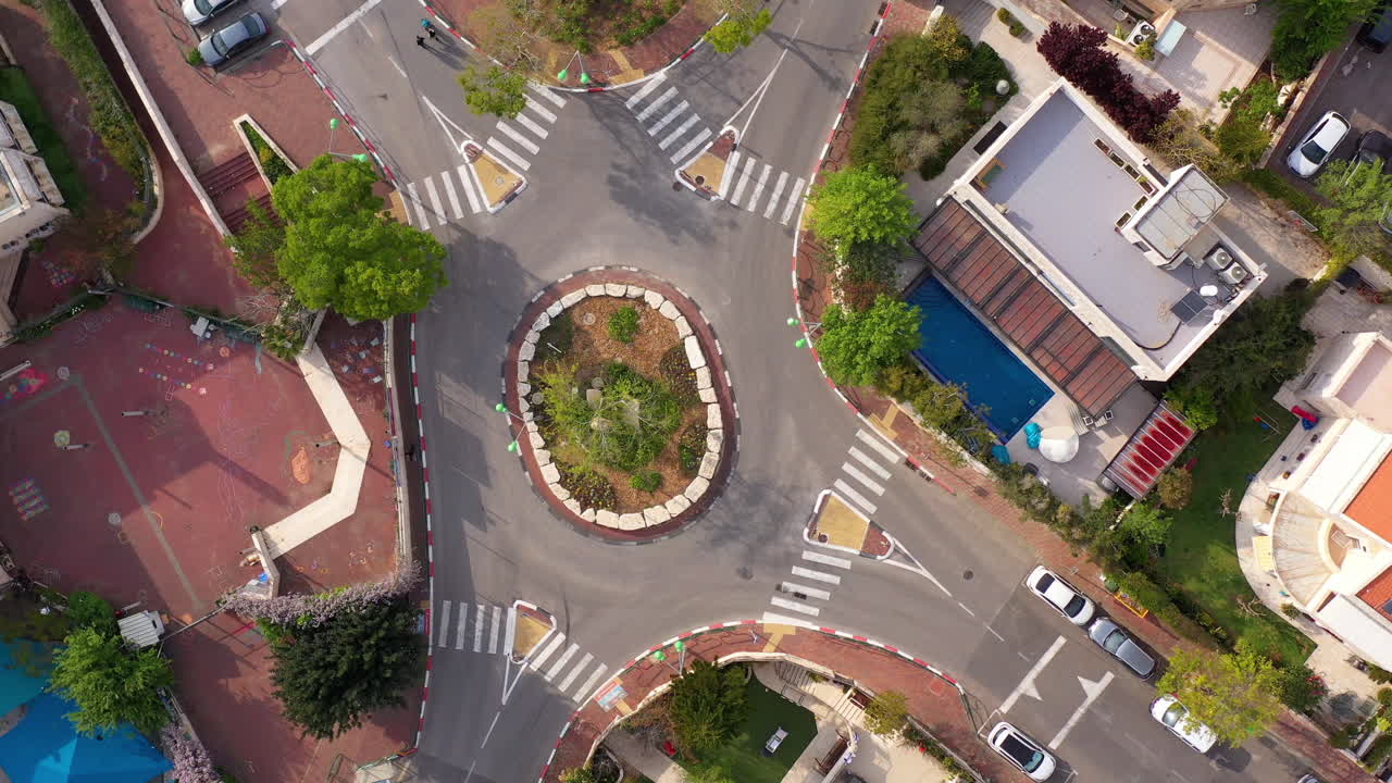 Empty Roundabout coronavirus outbreak Lockdown-Aerial