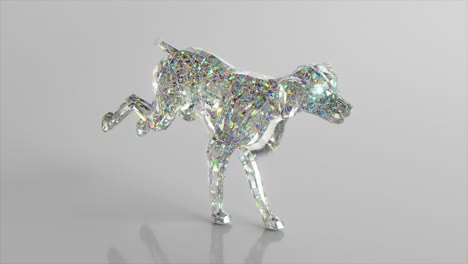 running diamond dog. the concept of nature and animals. low poly. white color. 3d animation of seamless loop