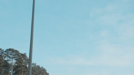 winter landscape with moon and street lights