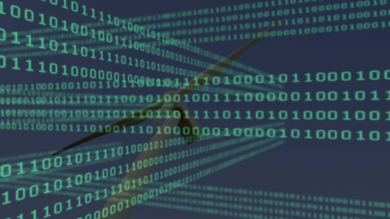 Animation of data processing over wind turbine