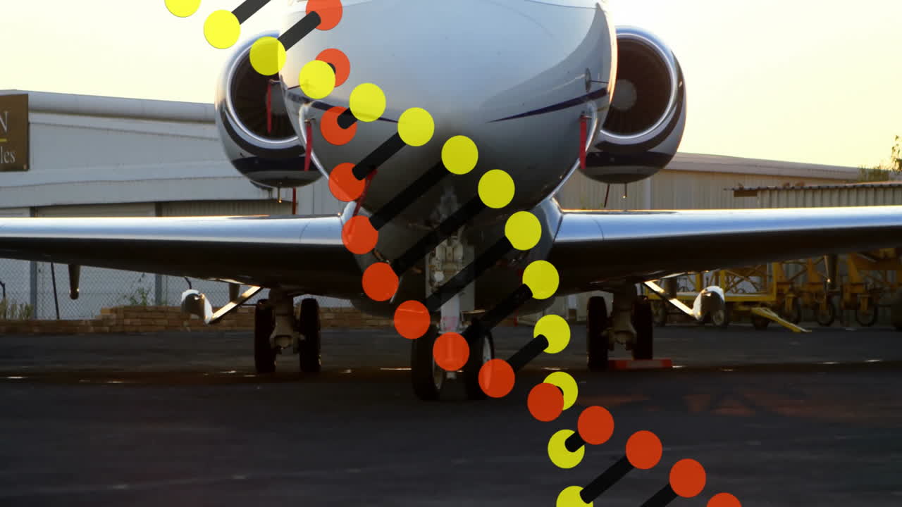 business jet concept being visualized in 3D render on ramp at golden hour, with graphic annotations