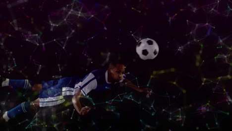 Animation-Von-Verbindungen-über-Einen-Afroamerikanischen-Männlichen-Fußballspieler