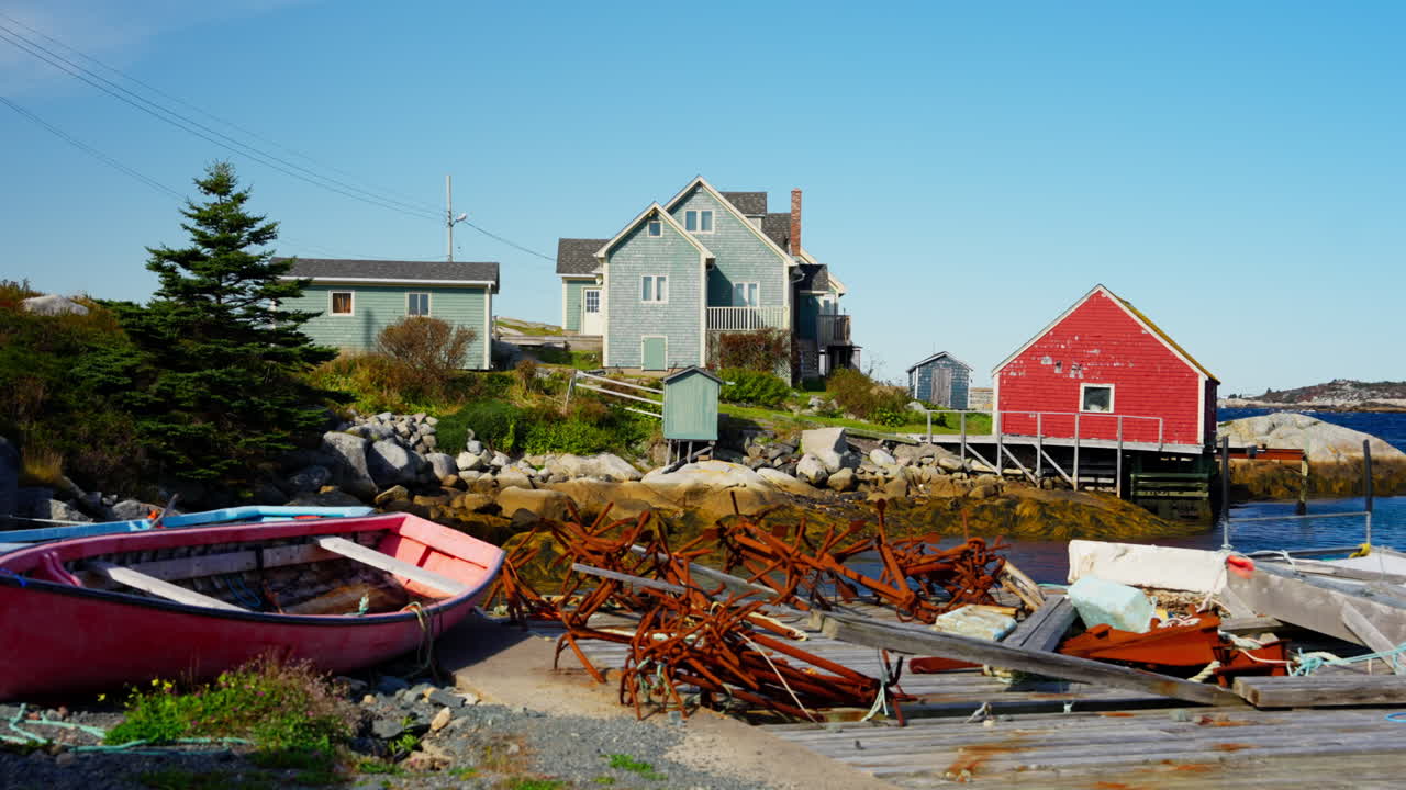 Peggy’s Cove in Nova Scotia, Canada. Charming fishing village with an iconic lighthouse.
Rugged granite rocks, colorful houses, and stunning views of the Atlantic. Peace, history, and natural beauty.