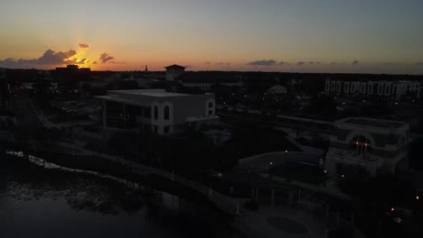 slow turning landscape of lakeland, florida during an early summer aerial flight