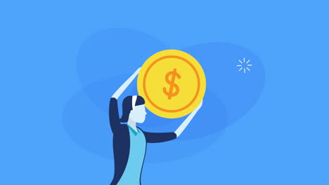 businesswoman worker with coin money