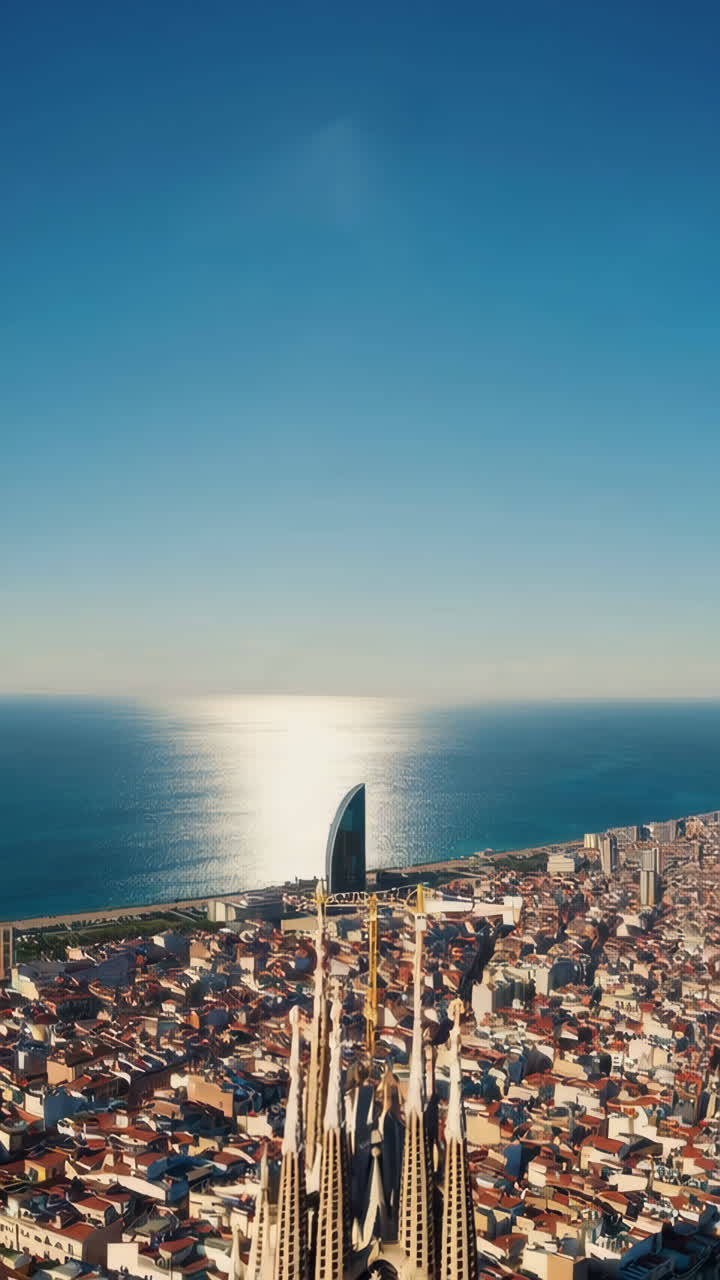 Vista Aerea della Sagrada Familia e della Città di Barcellona