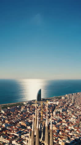 aerial view of sagrada familia and barcelona city