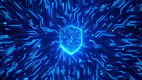 shield icon cyber security digital grid artificial intelligence concept electronic powered by