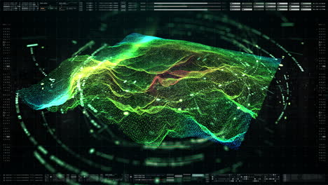 advance motion graphic holographic terrain environment, geomorphology, topography and digital data telemetry information display for screen background