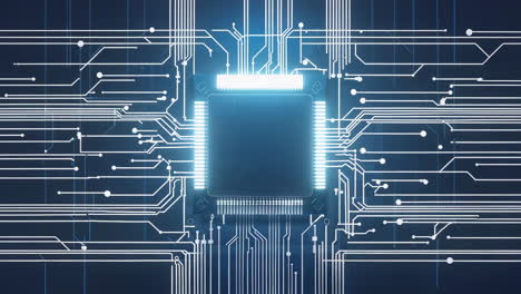 glowing cpu on circuit board