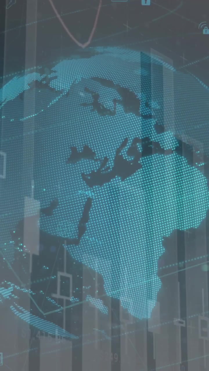 Animación de globo terráqueo sobre procesamiento de datos
