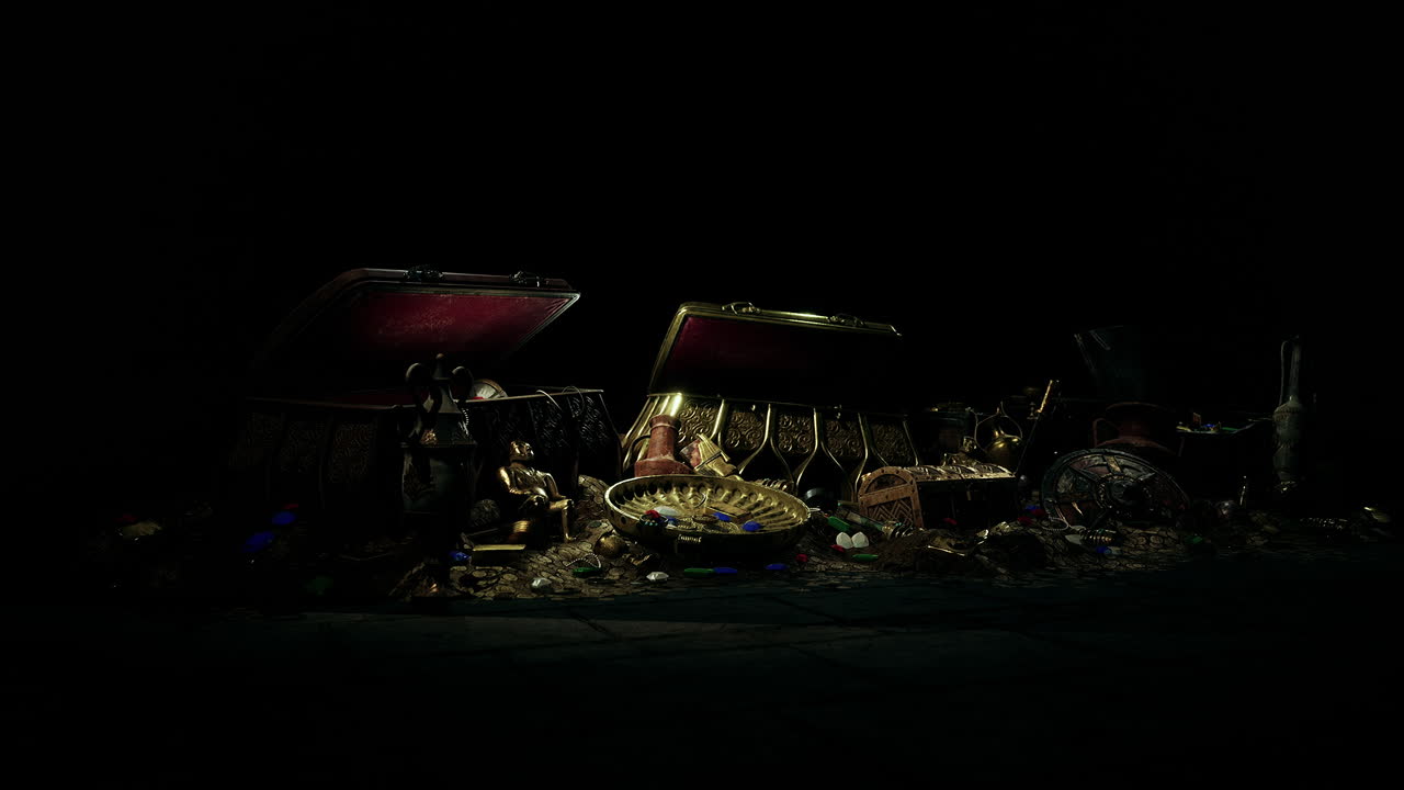 신비로운 빛과 함께 오래된 나무 보물 상자를 열었습니다.