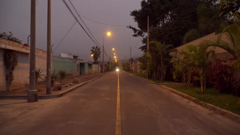 stabilized walking shot along an empty street in el sol de la molina, lima, peru