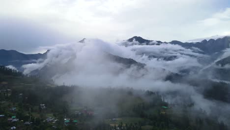 drone shot of a cloudy sainj valley in himachal pradesh near manali, kasol-12