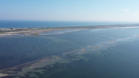 Etang-De-Thau-Sete-Vista-Aérea-Mar-Mediterráneo-Día-Soleado-Vista-Aérea-De-Drones