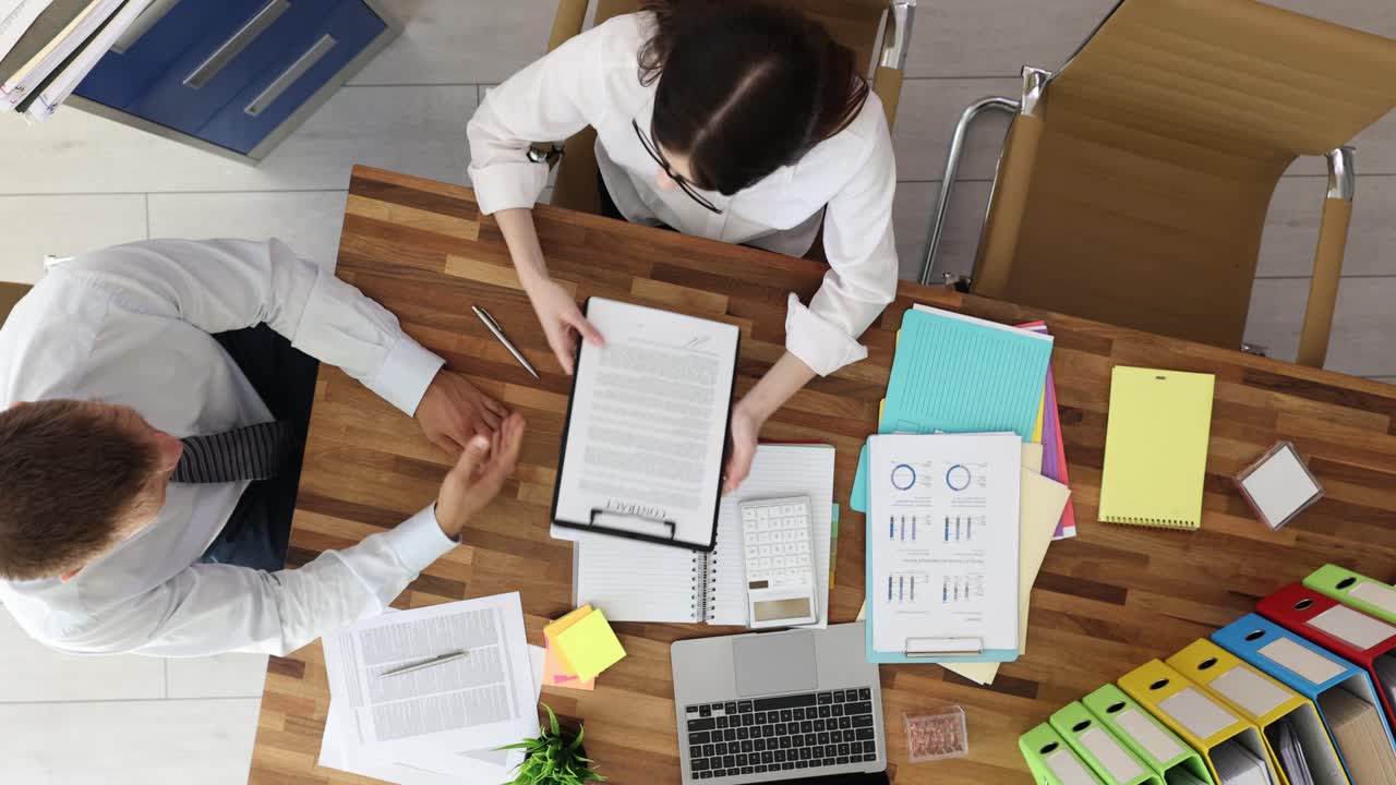 Overhead shot of office meeting
