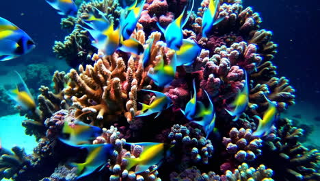 vibrant coral reef with colorful fish