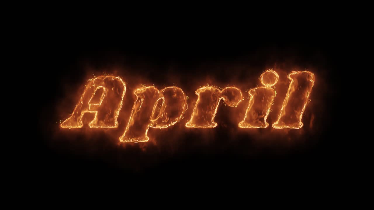 April word hot animated burning realistic fire flame and smoke seamlessly loop animation on isolated