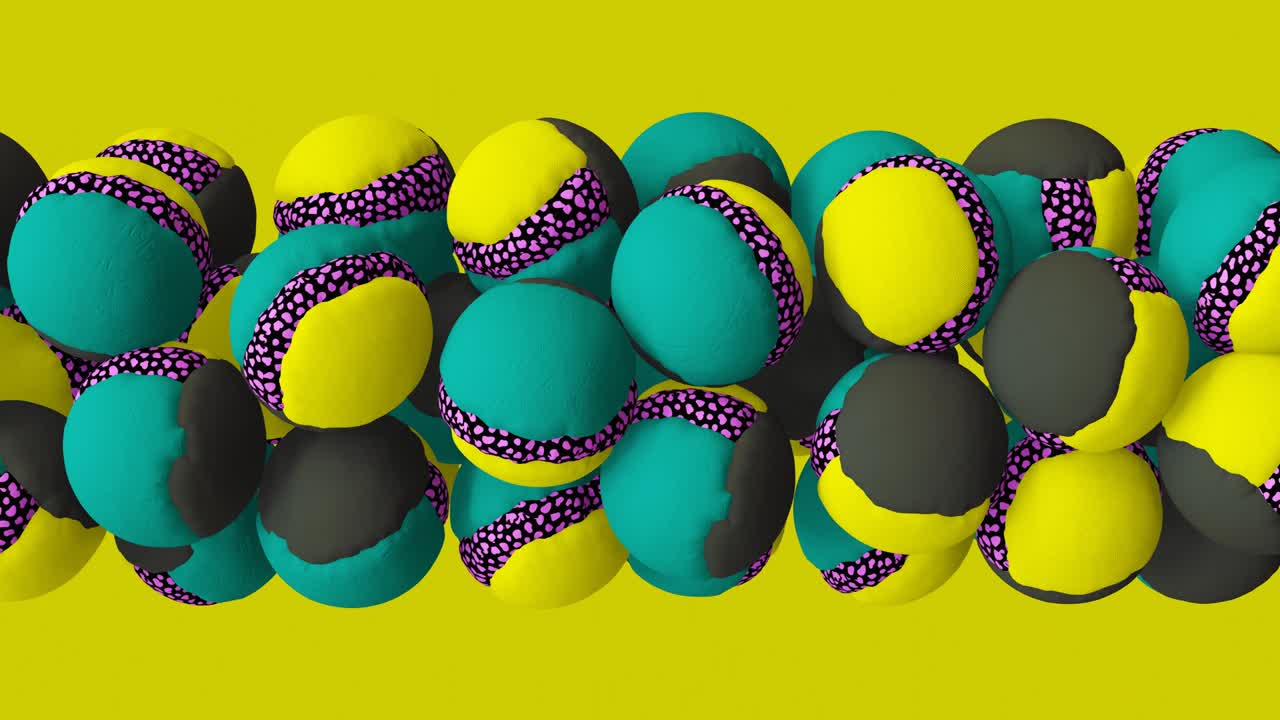 Creative Minimal 3d art. Stylish 3d art in abstract space.Trendy colors mixed. Perfect background for music. 4k seamless loop video.