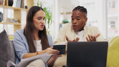 Conflict,-argument-and-couple-with-calculator