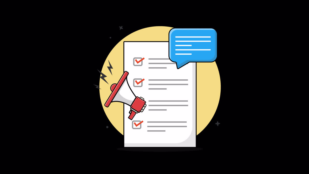 Animated Checklist with Megaphone and Speech Bubble