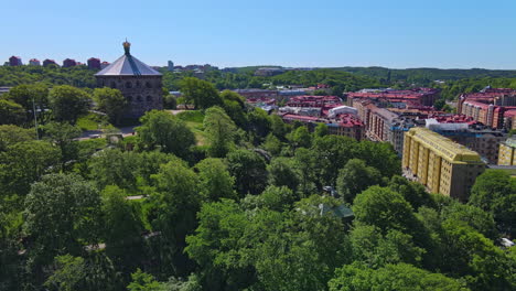 gorgeous houses and buildings in skansen kronan gothenburg sweden - aerial shot