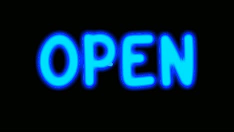 animation blue neon light text open on black background for shop,retail, resort,bar display promotion business concept