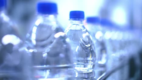 plastic water bottles on a production line