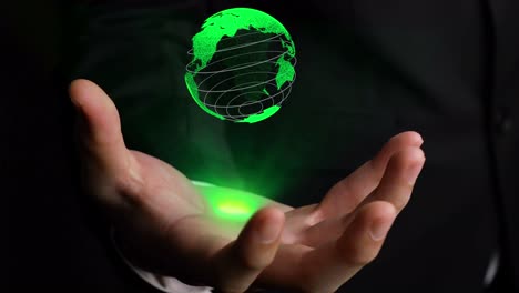 Mano-Humana-Sosteniendo-La-Tecnología-Holográfica-Del-Globo-Terráqueo.