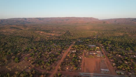 aerial view of a remote village in the mountains