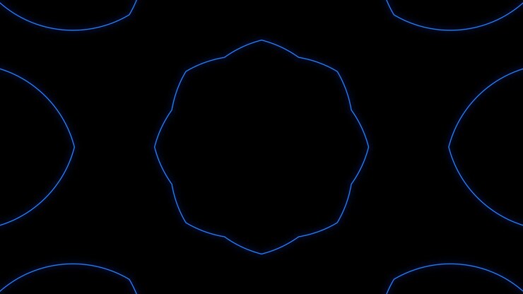 Animazione in loop continuo di elementi astratti luminosi al neon. Grafica in movimento futuristica su sfondo scuro.