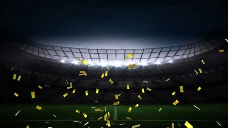 Animation-of-confetti-floating-over-stadium-at-night