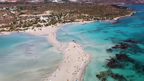 Tropical-Greek-beach-of-Elafonissi-in-Crete-island,-aerial-view
