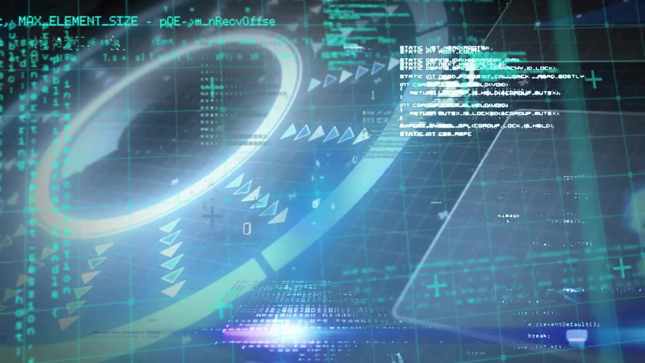 When interface initializes, ring pulsing, rotating arrows and code panel emerging for scanning
