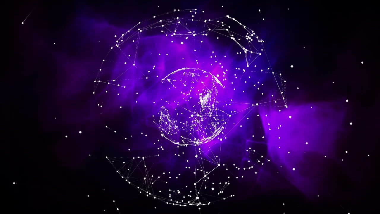 animación de la red de conexiones con puntos en todo el mundo