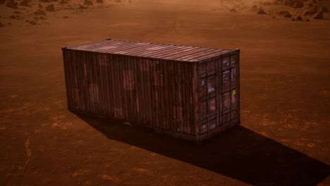 contenedor de envío abandonado en el desierto