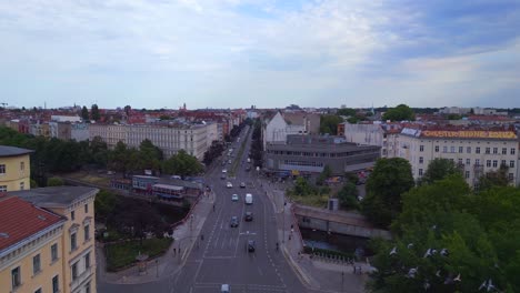 Best-aerial-top-view-flight
City-Berlin-district-Neukoeln-canal-bridge-river,-Germany-Summer-day-2023