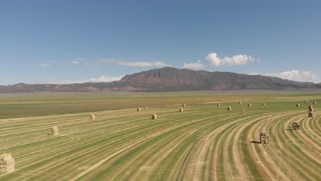 aerial footage of a hay field