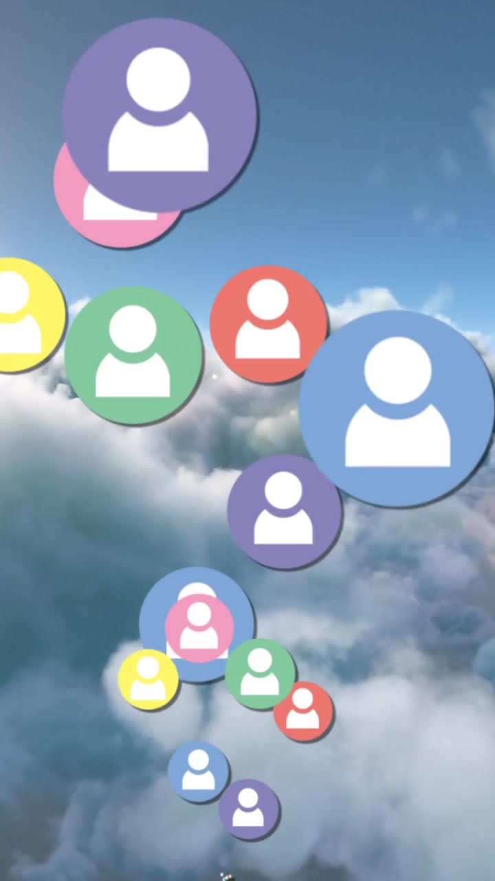Follow icons flying up the sky 4k