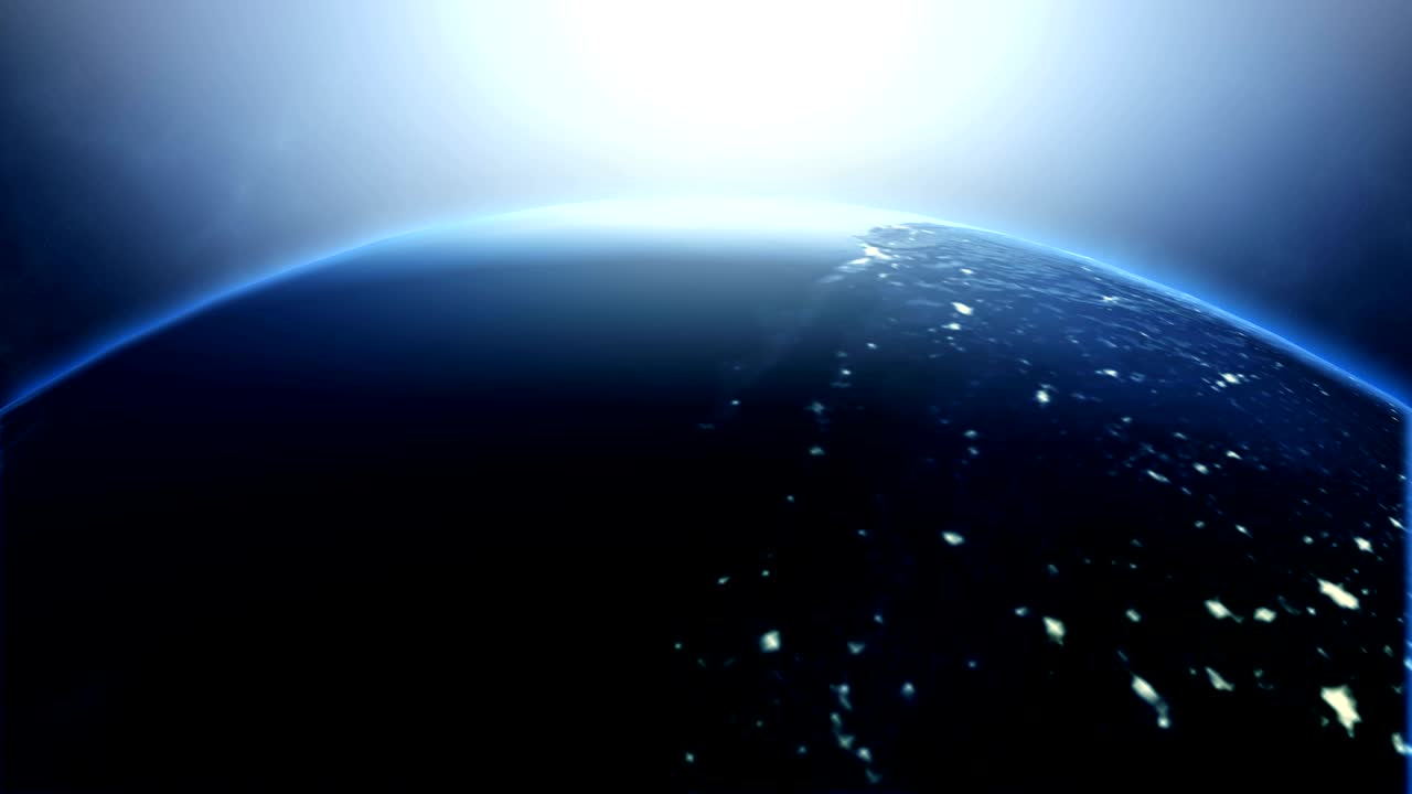 지구의 회전 루프와 밤쪽 도시 조명