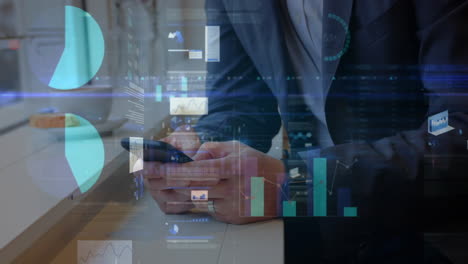 animación de estadísticas y procesamiento de datos sobre el hombre utilizando un teléfono inteligente