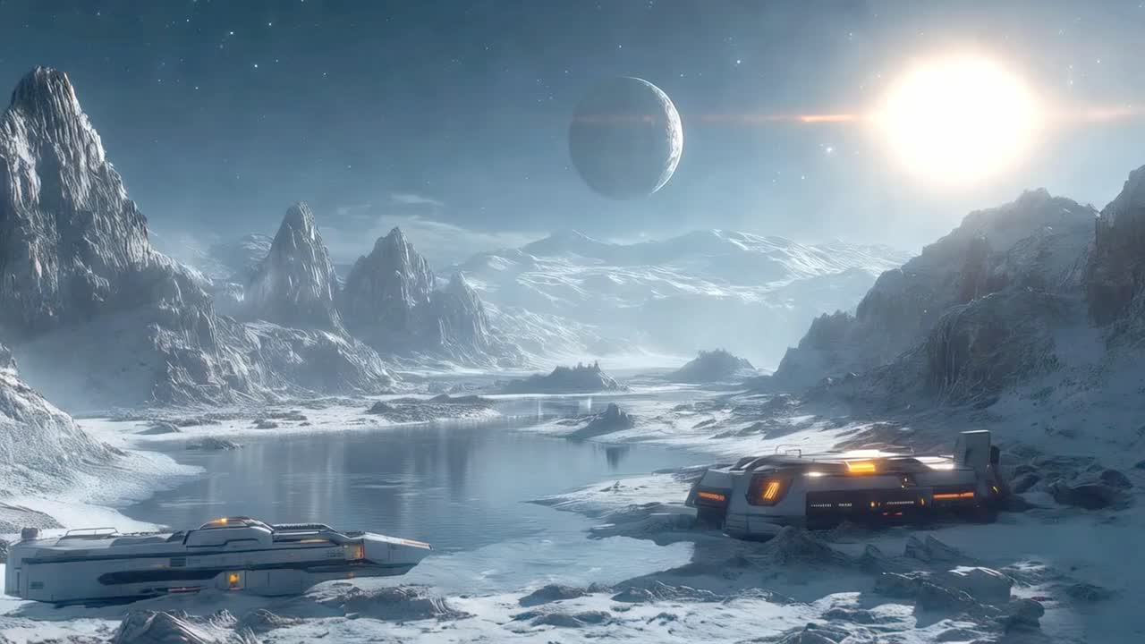 Snowy Landscape on an Alien Planet